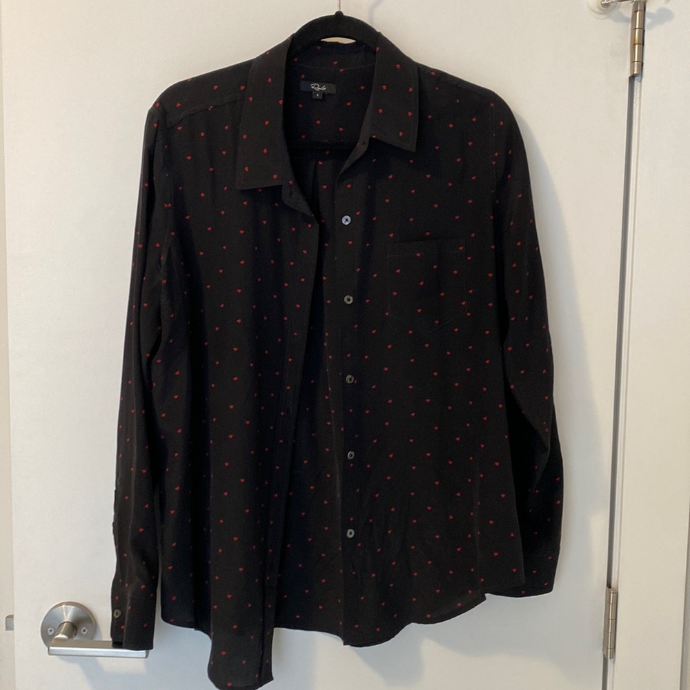Rails 100% silk heart button up